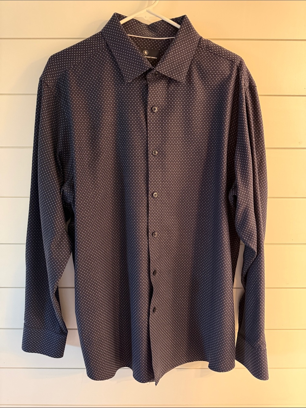 Hart Schaffner Marx Navy Microdot Dress Shirt XL